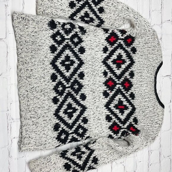 Zara Diamond Knit Sweater Kids 11-12 Gray Black Red - Picture 4 of 6